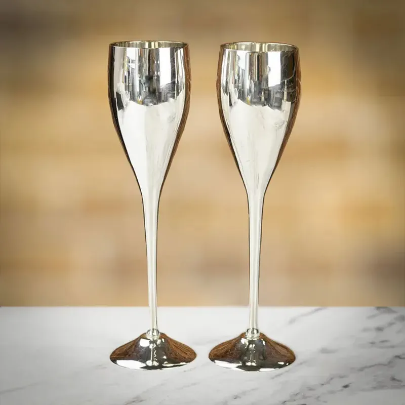 Culinary Concepts Pair of Silver Plated Polished Champagne Goblets